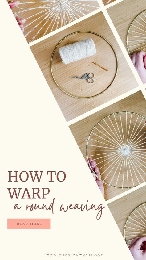 Weaving A Circle Shape, Circular Yarn Wall Hanging, Round Woven Wall Hanging, Weaving In A Circle, Embroidery Hoop Weaving Diy, Hoop Weaving Diy, Round Loom Weaving, Round Weaving Loom Projects, Weaving In The Round