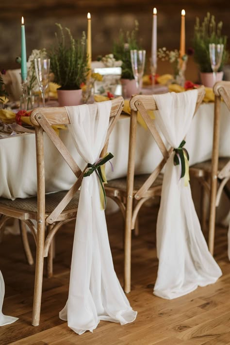 Bows On Chairs, Chair Decoration Ideas, Wedding Chair Decor, Wedding Reception Chairs, Wedding Ceremony Chairs, Chair Bows, Ceremony Chairs, Wedding Chair Decorations, Chair Sash