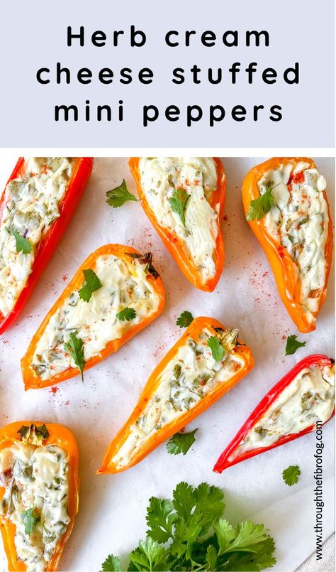 Stuffed Peppers Appetizer, Cream Cheese Stuffed Mini Peppers, Cheese Stuffed Mini Peppers, Picnic Finger Foods, Cream Cheese Stuffed Peppers, Best Picnic Food, Herb Cream Cheese, Histamine Diet, Mini Peppers