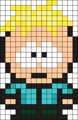 Butters South Park Perler Bead Pattern | Bead Sprites | Characters Fuse Bead Patterns Graph Paper Art South Park, South Park Melty Beads, Butters Perler Beads, Kandi Patterns South Park, Pixel South Park Characters, Butters Art South Park, South Park Beads, South Park Bead Pattern, Pixel Art Pattern South Park