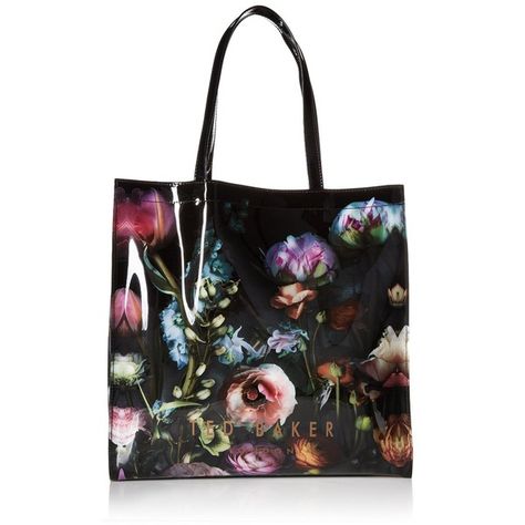 Ted Baker Schocon Floral Large Icon Tote Bag ($59) ❤ liked on Polyvore featuring bags, handbags, tote bags, flower print purse, ted baker, floral print purse, black floral handbag and ted baker tote Ted Baker Tote Bag, Ted Baker Handbag, Ted Baker Bag, Floral Handbags, Grey Bag, Printed Handbags, Designer Shoulder Bags, Ted Baker London, Shopper Tote