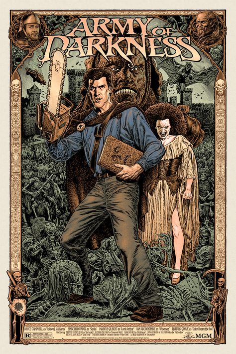 groovy-army-of-darkness-poster-art-by-chris-weston-and-jeff-boyes Posters Horror, Army Of Darkness, Horror Drawing, Best Movie Posters, Screen Print Poster, Horror Artwork, Horror Posters, Evil Dead, Horror Movie Art