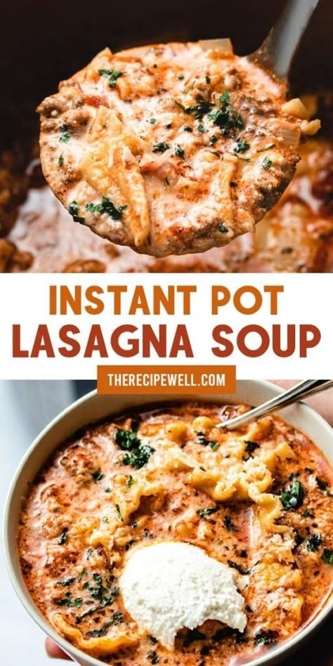 Instant Pot Lasagna Soup, Instant Pot Lasagna, Different Types Of Cheese, Crockpot Express, Pot Lasagna, Instant Pot Soup Recipes, Diner Recept, Instant Pot Soup, Lasagna Soup