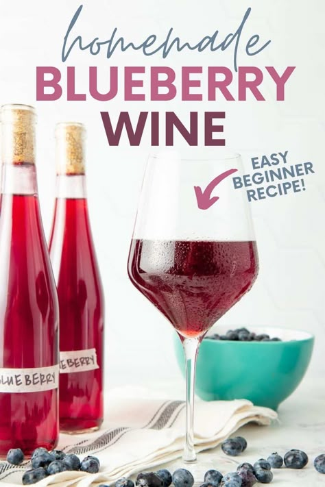 How To Make Blueberry Wine, Homemade Blueberry Wine, Diy Wine Making, Blueberry Wine Recipe Homemade, Wine Making For Beginners, Blueberry Wine Recipe, Fruit Wine Recipes, Fig Wine, Big Batch Cocktails