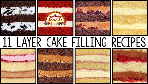 Eleven recipes plus instructions that show how to tort or assemble filled layer cakes in the pan using a streamlined menu method with chocolate and vanilla buttercream frosting base Fruit Cake Filling, Cake Dowels, Cheese Cake Filling, Layer Cake Filling, Buttercream Frosting Cake, Cake Light, Cake Filling Recipes, Cake Filling, How To Stack Cakes