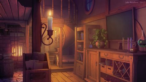 Alchemy Workshop [evening] by JakeBowkett.deviantart.com on @DeviantArt Forest Sunset, Tailor Shop, Commission Art, Environmental Art, Medieval Fantasy, Visual Novel, Fantasy Landscape, Alchemy, Art Shop