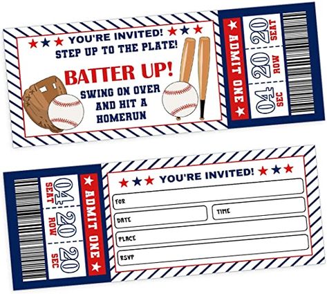 baseball Birthday Party Ticket Invitations, baseball bat fit with youth and teenager, 20 Ticket + 20 Envelopes Baseball Decorations, Ticket Party Invitations, Baseball Tickets, Baseball Birthday Invitations, Baseball Invitations, Baseball Theme Birthday, Baseball Ticket, Baseball Decor, Baseball Birthday Party