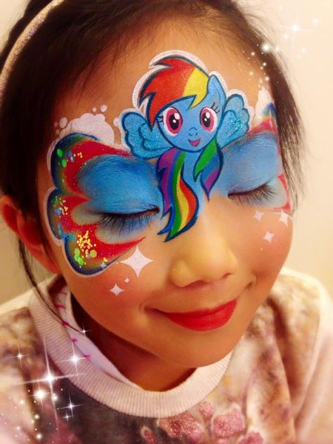 My Little Pony Haloowin Makeup, Adult Face Painting, Pony Makeup, Christmas Face Painting, Face Painting Easy, My Little Pony Party, Kids Face Paint, Face Paintings, Painting Tattoo