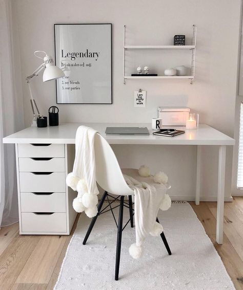 Design Ložnic, Hiasan Bilik Tidur, White Desk, Study Room Decor, Room Makeover Bedroom, Room Makeover Inspiration, Room Inspiration Bedroom, Room Ideas Bedroom, Home Office Design