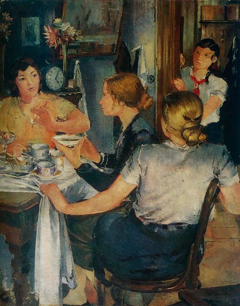 Soviet Painting, Most Famous Artists, Socialist Realism, Russian Painting, Soviet Art, Table Talk, Painting People, Arte Inspo, Tea Art