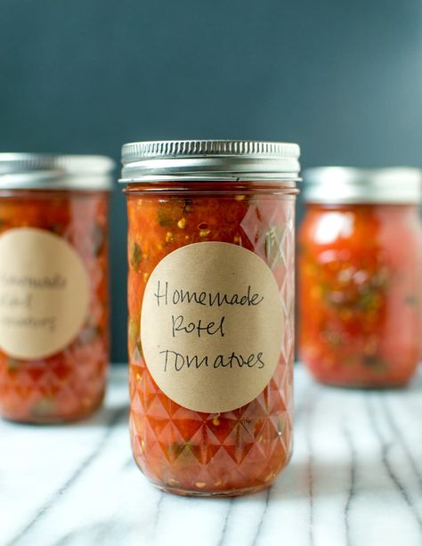 Recipe: Rotel-Style Tomatoes | Kitchn Preserving Tomatoes, Home Canning Recipes, Canning Vegetables, Canning Food Preservation, Canned Food Storage, Canning Tips, Rotel Tomatoes, Canning Tomatoes, Home Canning