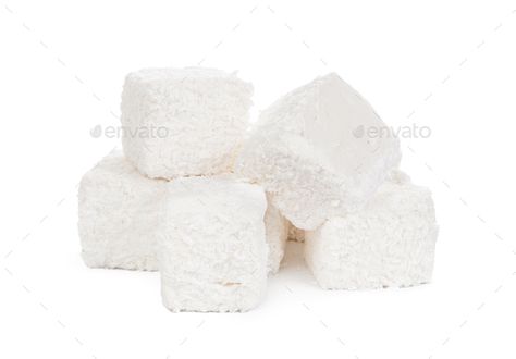 Coconut Shavings, Turkish Delight, Feta Cheese, Shaving, Photo Ideas, White Background, Coconut, Snacks, White