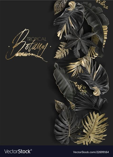 Background Luxury, Gold Wallpaper Background, Motif Art Deco, Wedding Invitation Card, Botanical Design, Gold Wallpaper, Banner Vector, Tropical Leaves, Dark Backgrounds