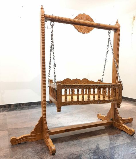 Baby Jhula Designs, Wooden Jhula, Wood Bassinet, Baby Cradle Plans, Cradle Woodworking Plans, Cradle Decoration, Diwali Light, Cake Designs For Kids, Wooden Cradle