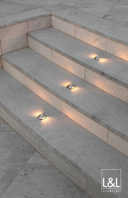 Ramps And Stairs, Light Stairs, Stairs Light, Staircase Wall Lighting, Staircase Lighting Ideas, Stairs Lighting, Outdoor Pathway Lighting, Staircase Outdoor, In-ground Lights