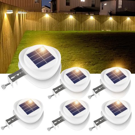 PRICES MAY VARY. 🔆【UPGRADED 9 LED SOLAR LIGHTS】 Newest 9 LED solar fence lights with larger solar panels and batteries. Last about 6-10 hours. The charging effect depends on the temperature and the time of direct sunlight, please install the solar lights in the place where can get sunlight directly 🔆【UNIQUE DESIGN】 Inspired by UFO, this backyard lights unique shape look like a UFO landing on a fence, eaves, walls or other places where you are installing. It is a very ideal decorative light for Backyard Lights, Wall Landscape, Fence Lights, Solar Spot Lights, Solar Fence Lights, Stair Wall, Solar Deck Lights, Fence Lighting, Backyard Lighting