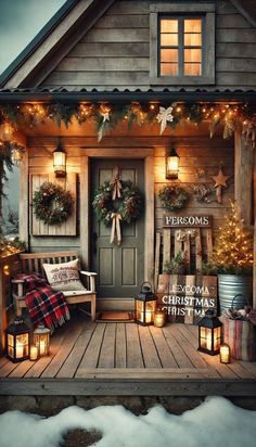 Screen Porch Christmas Decor, Christmas Porch Decor Farmhouse, Rustic Christmas Outdoor Decor, Rustic Christmas Front Porch, Rustic Christmas Porch, Exterior Christmas Decor, Vegetable Garden Cake, Farmhouse Christmas Porch, Door Christmas Decor