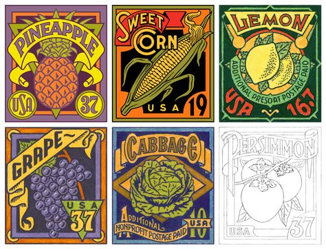 Making Stamps, Retro Packaging, Postage Stamp Design, Summer Harvest, Alphabet Soup, Communication Art, School Posters, Vintage Typography, Badge Design