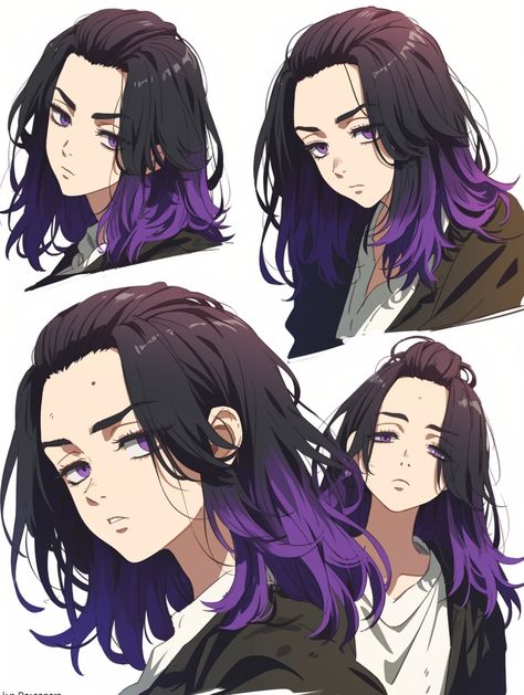 Character Design Purple Hair, Purple Hair Character Design, Female Delinquent, Anime Female Short Hair, Tomboy Anime Female, Tomboy Anime Female Short Hair, Purple Hair Oc, Badass Poses, Female Short Hair