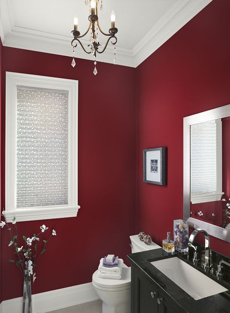 Benjamin Moore’s bestselling red paint colors – Room Lust Bathroom Paint Colors Behr, Burgundy Bathroom, Red Paint Colors, White Bathroom Decor, Bathroom Red, Bathroom Paint Colors, Light Colours, Bedroom Red, Room Paint Colors