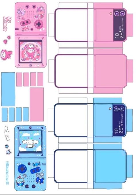 Hello Kitty Flip Phone, Sanrio Crafts, Papercraft Templates Printables, Printable Paper Toys Templates, Buku Diy, Paper Toy Printable, Printable Diy Crafts, Kitty Crafts, Paper Doll Printable Templates