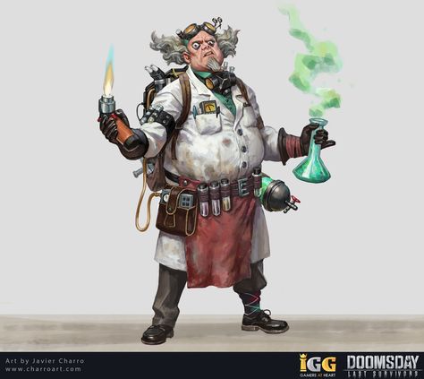 Scientist Reference, Character Concept Design, Crazy Scientist, D D Classes, Steampunk Crafts, Isometric Art, Samurai Art, Concept Art Character, Fantasy Costumes