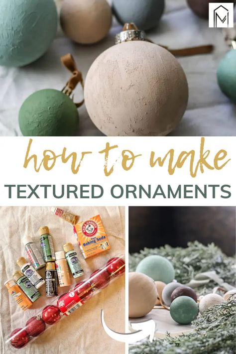 Get your craft on with these stunning DIY matte textured ornaments using affordable finds from Dollar Tree Diy Napkin Ornaments, Cement Christmas Ornaments, How To Make Matte Ornaments, Diy Ornaments Balls, Handmade Baubles Ideas, Diy Texture Ornaments, Matte Ornaments Diy, Modge Podge Ornaments Diy, Upcycle Ornaments Diy Projects