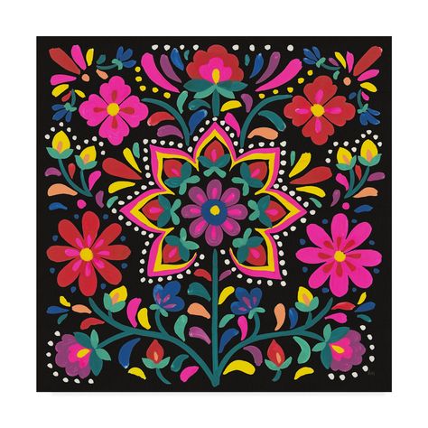 Modern Florals, Folk Art Flowers, Mexican Art, Mexican Folk Art, Art Plastique, Big Canvas Art, Bungalow Rose, Trademark Fine Art, Graphic Art Print