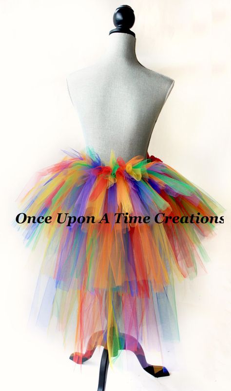 Primary Rainbow Bright Bustle TuTu Ladies by OnceUponATimeTuTus, $69.99 High Low Tutu Skirt, Long Tutu Skirt, Costume Clown, Halloween Costume Adult, Rainbow Costumes, Girls Tulle Skirt, Tutu Skirt Kids, 7 Birthday, Halloween Costumes 2016