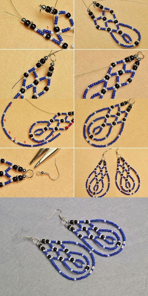 Anting Manik, Seed Beads Earrings, Beaded Earrings Tutorials, Beaded Earrings Diy, Seed Bead Tutorial, Beaded Earrings Patterns, Beads Earrings, Earring Tutorial, Beaded Jewelry Patterns