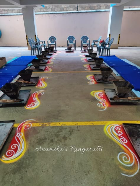 Gayatri Yagna Biggest Rangoli Designs, Rangoli Idea, Welcome Rangoli, Princess Heels, Creative Rangoli, Indian Rangoli Designs, Rangoli Diwali, Diya Rangoli, Border Rangoli