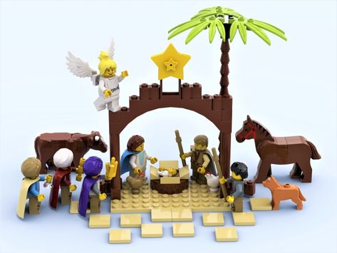 Nativity from BrickLink Studio Lego Manger Scene, Lego Nativity Scene, Lego Nativity Scene Instructions, Nativity Lego, Lego Nativity, Christmas Legos, Lego Patterns, Manger Scenes, Lego Gingerbread House