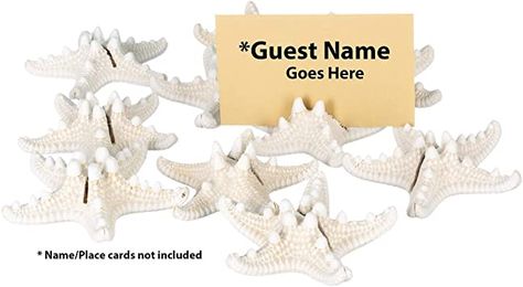 Amazon.com: Knobby Starfish Place Card Holder Set | Knobby Starfish for Beach Wedding Place Cards | Starfish for Wedding or Event Table Decor | (10 Piece Set) | Plus Free Nautical Ebook by Joseph Rains : Home & Kitchen Event Table Decor, Place Card Holders Wedding, Nautical Themed Party, Place Card Holder, Event Display, Name Place Cards, Event Table, Wedding Reception Tables, Beach Theme Wedding