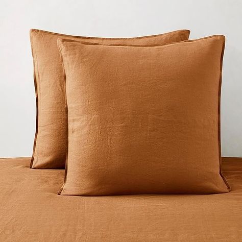 Amazon.com: ATLINIA Linen Pillow Cases Euro Sham - 26 x 26 Inch Bed Pillow Protector Cover Set of 2 Bedding Cooling Neutral Pillowcase Shams Rust : Home & Kitchen Euro Sham Covers, Sham Pillows On Bed, Euro Shams On King Bed, Pillow Protector, Linen Bed, King Size Pillows, Pillowcase Pattern, Normandy France, Bed Pillow