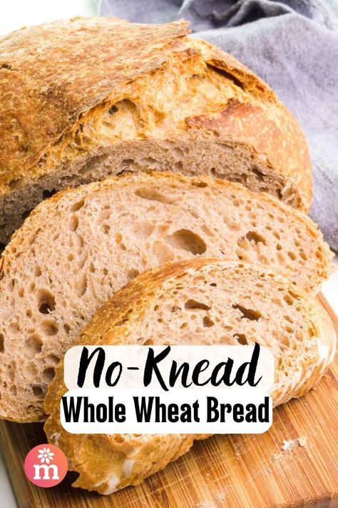 Sometimes you want that special touch of homemade bread without all the hassle. That's why this No Knead Whole Wheat Bread recipe is a perfect for an easy weeknight night dinner. If you've never baked a yeast bread before or you're just looking for a super simple loaf recipe, this will be your favorite! Any night of the week when you want a homemade bread with crispy crust and tender insides, this recipe will do the trick. #namelymarly #nokneadbread #wholewheatbread #easybread #homemadebread No Knead Whole Wheat Bread Recipe, No Knead Whole Wheat Bread, Honey Whole Wheat Bread, Homemade Whole Wheat Bread, Whole Wheat Bread Recipe, Bread Toppings, Homemade White Bread, Wheat Bread Recipe, Hot Bread