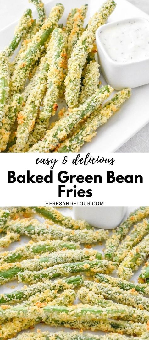 Breaded Green Beans Baked, Baked Green Bean Fries, Green Beans Appetizer, Green Bean Fries Baked, Fried Green Beans Skillet, French Bean Recipes, Leftover Green Beans Recipes, Kid Friendly Green Beans, Panko Green Beans