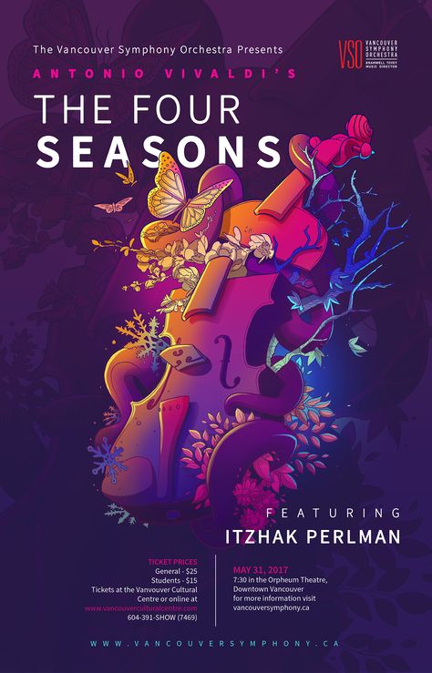 Vivaldi's The Four Seasons Concert Poster Illustration on Behance Concert Poster Design, Trendy Music, Event Posters, Music Concert Posters, Desain Editorial, Music Festival Poster, 타이포그래피 포스터 디자인, Music Poster Design, Event Poster Design