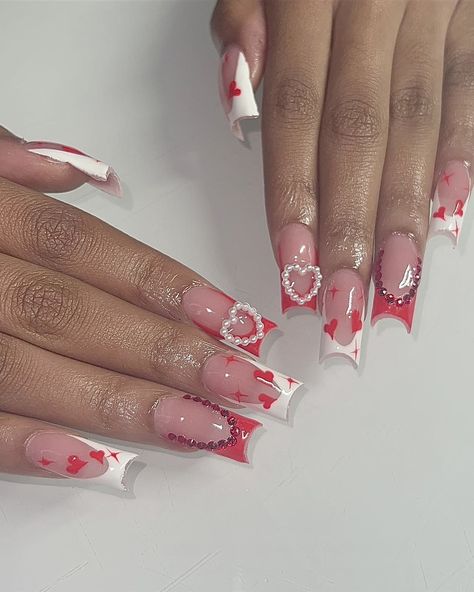 nailsw.a Ballerina Acrylic Nails, Strawberry Nails, Valentines Nail, Vday Nails, Long Acrylic Nail Designs, Nail Designs Valentines, Colored Acrylic Nails, Cute Acrylic Nail Designs, French Acrylic Nails