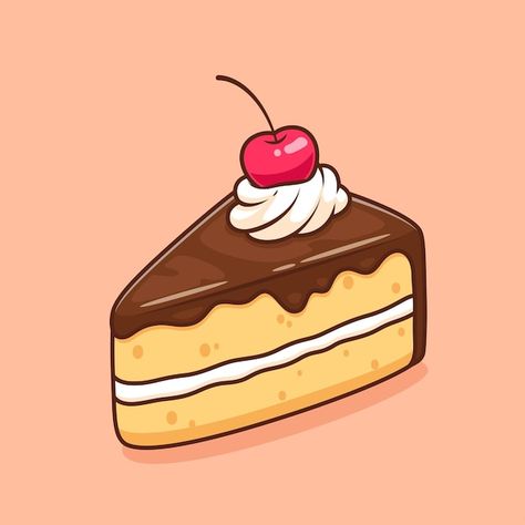 Cartoon Desserts Drawings, Cake Slice Cartoon, Cartoon Cake Slice, Cake Slice Drawing, Chocolate Cake Illustration, Cartoon Noses, Ice Cream Drawing, Class Snacks, How To Draw Anything