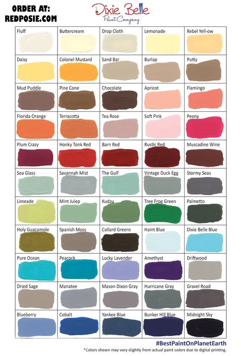 Dixie Belle Color Chart Interior Paint Colors Schemes, Paint Color Chart, Dixie Belle Paint Company, Chalk Paint Colors, Chalk Paint Projects, Diy Chalk Paint, Paint Companies, Dixie Belle Paint, Interior Paint Colors