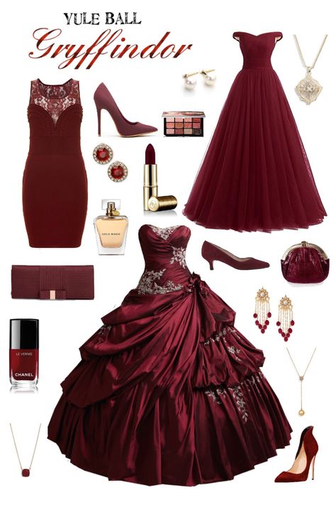 Gryffindor Ball Gown, Griffindor Outfits Yule Ball, Griffindor Dresses, Harry Potter Quinceanera Dress, Gryffindor Gown, Hogwarts Clothes Gryffindor, Harry Potter Bridesmaid Dresses, Harry Potter Gryffindor Outfits, Gryfinndor Outfit