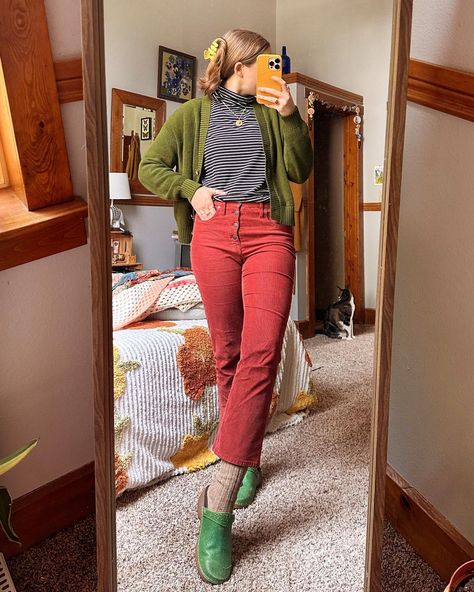 Caitlin B. ☻ | A roundup of colorful late spring outfits for you today! #thriftbeedailylooks . You know the drill! Let me know your favorite look in the… | Instagram Vintage School Teacher Outfits, Lesbian Art Teacher Outfits, School Slp Outfits, Teacher Outfits Funky, 90s Art Teacher Style, Late Spring Outfits, Teacher Outfits Colorful, Casual Teacher Outfits Fall, Funky Art Teacher Outfits