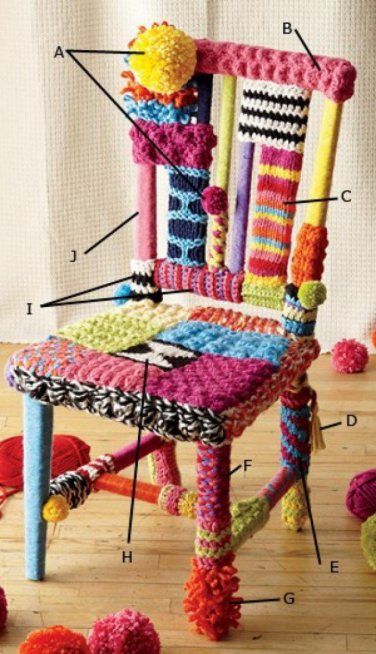 Transform Your Furniture With Knitted Furniture Crafts-usefuldiyprojects (45) Crochet Furniture, Art Yarn, Knitted Wit, Crochet Home, Yarn Art, A Chair, Yarn Crafts, Crochet Yarn, Kids Crafts