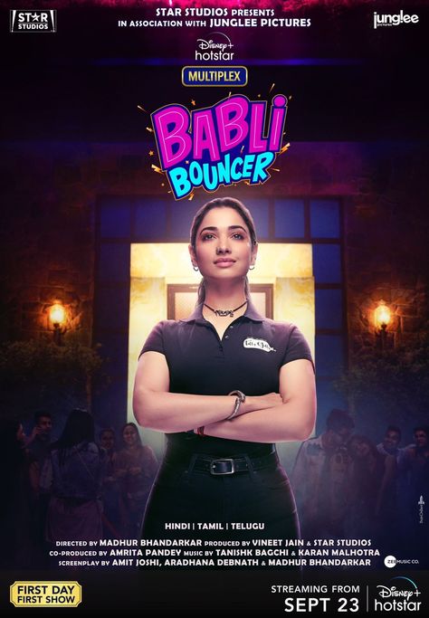 MADHUR BHANDARKAR - TAMANNAAH BHATIA: 'BABLI BOUNCER' TO PREMIERE ON DISNEY PLUS HOTSTAR... #BabliBouncer - starring #TamannaahBhatia in the titular role and directed by #MadhurBhandarkar - will premiere on #DisneyPlusHotstar on 23 Sept 2022... #FirstLook posters... Babli Bouncer, Tees Maar Khan, Disney Hotstar, Movie Party, Bollywood Movie, All Songs, Indian Movies, Disney Plus, Upcoming Movies