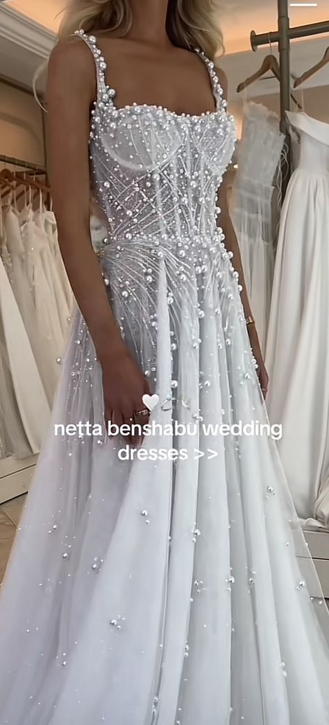 Pearl And Glitter Wedding Dress, Wedding Gowns With Pearls, Beaded Pearl Wedding Dress, Wedding Dress Pearls Beading, Wedding Dress With Pearl Details, Pearl Wedding Dress Beaded, Pearl Wedding Dresses, Wedding Dresses With Pearls, Wedding Dresses Pearls