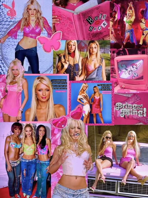 This collage is available for immediate download upon purchase! Perfect for room decor, wall art, college dorms, etc. Enjoy :) 2000 Trashy Aesthetic, 2000s Prints, Early 2000s Girly Fashion, Iconic 2000s, Iconic Fashion, 2000 Icons, Y2k Girly Aesthetic, 2000s Girly Aesthetic, Y2k Pink Fashion