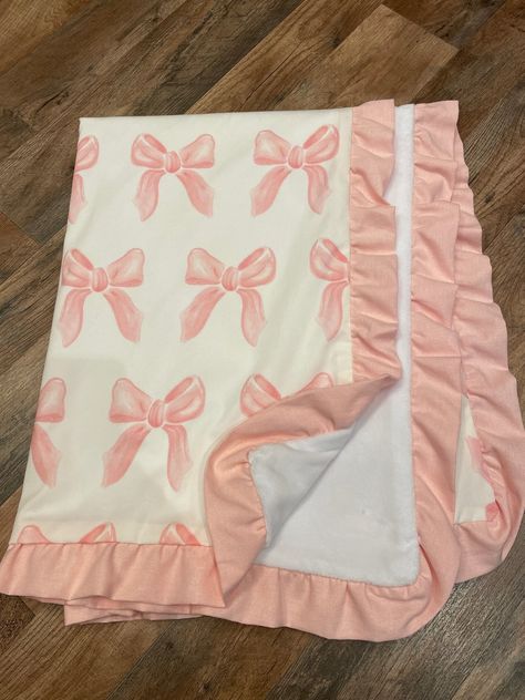 Pink Bow Nursery, Bow Nursery, Soft Baby Blanket, Baby Room Inspiration, Baby Pillow, Nursery Room Inspiration, Soft Baby Blankets, Reversible Blanket, Pink Bows