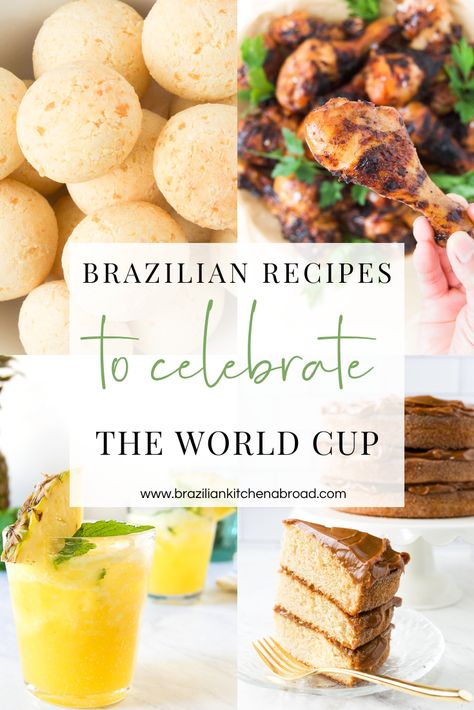 Brazil Birthday Cake, Brazilian Dinner Recipes, Brazilian Appetizers, Authentic Brazilian Food, Brazilian Food Recipes, Easy Spice Cake, Churrasco Recipe, Soccer Party Food, Brazilian Kitchen