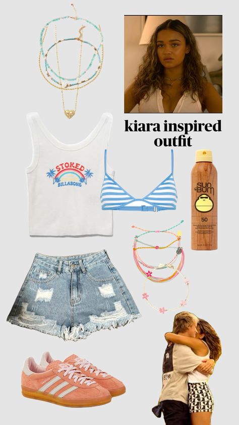 Outerbanks Kiara Outfit, Obx Kie Style, Jug Jug Jeeyo Kiara Outfits, Kiara From Outer Banks Outfits, Outer Banks Girl Outfits, Obx Kie Outfit, Obx Outer Banks Outfits Kiara, Outerbanks Aethstetic Outfit, Outerbanks Outfit Inspiration