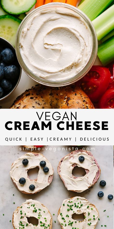 Cashew Cream Cheese Recipe, Vegan Cream Cheese Recipe, Vegan Diner, Cashew Cream Cheese, Resep Vegan, Cream Cheese Recipe, Smoothies Vegan, Vegan Cheese Recipes, Vegan Cream